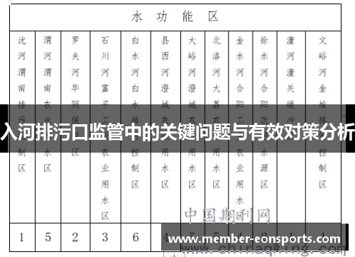 入河排污口监管中的关键问题与有效对策分析